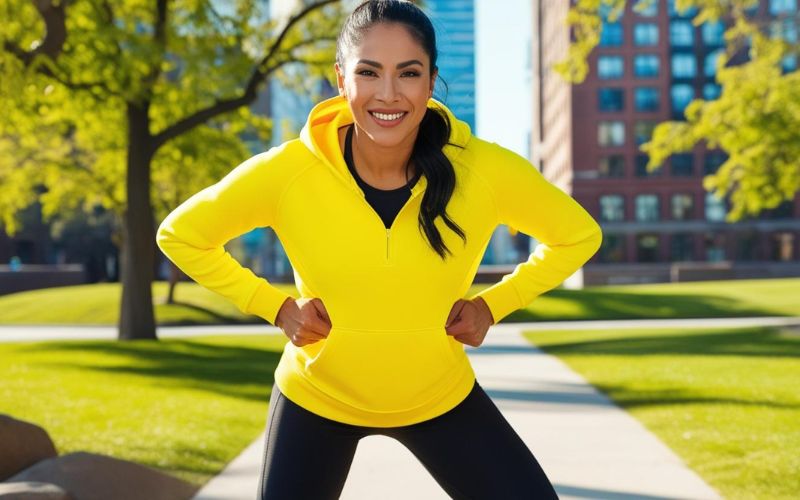 Sportovní outfit – Žlutá mikina damska s legínami